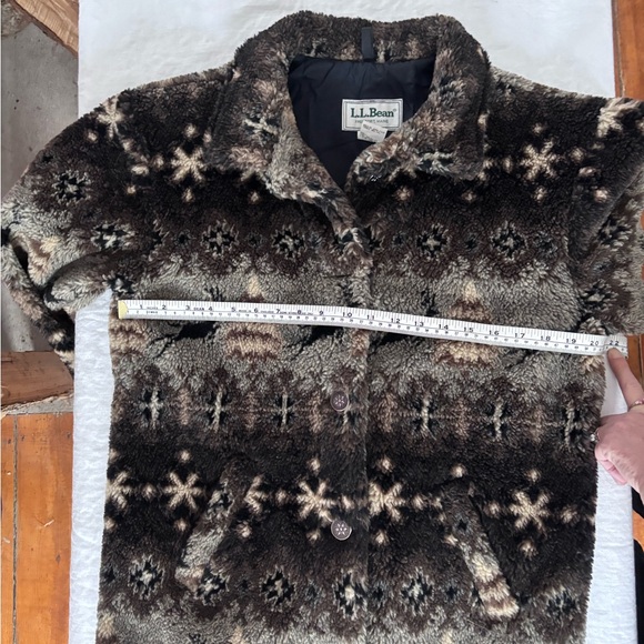 Vintage 90’s LL Bean Nordic Reindeer Button Front Fleece Jacket Size Small - Picture 10 of 15